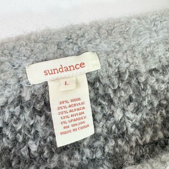 Sundance Sweater Womens Large Wool Alpaca Striped Button Up Chunky Curled Fleece - Picture 2 of 7